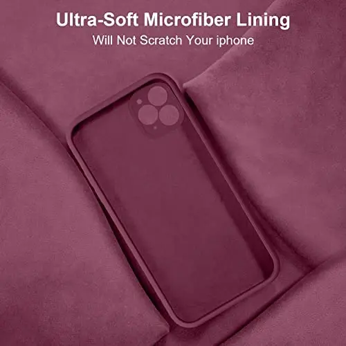 iPhone 11 Pro Max Kılıfı ile Uyumlu Vooii, [Düz Kenarlı] [Kamera Korumalı] [Yumuşak Çizilmez Mikrofiber Astarlı] Yükseltilmiş Sıvı Silikon iPhone 11 Pro Max için Telefon Kılıfı - Şarap Kırmızısı 
