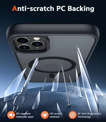 iPhone 11 Pro-Max Kılıfı: Magsafe ile Uyumlu Mat Manyetik Telefon Kılıfları, İnce, Sararmaya Karşı Dayanıklı, Askeri Sınıf Düşme Korumalı, Sağlam, Yarı Saydam Koruyucu Cep Telefonu Kılıfı (C-Siyah) - 5
