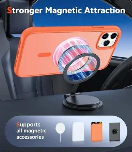iPhone 11 Pro uchun FNTCASE g‘ilofi: Magsafe bilan mos keluvchi mat magnitli telefon g‘iloflari, ingichka, sarg‘ayishga qarshi, harbiy darajadagi tushishdan himoya, mustahkam himoyalovchi yarim shaffof mobil telefon g‘ilofi (C-Orange) - 4
