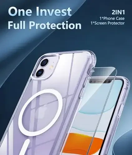 FNTCASE for iPhone 11 Case Clear: Magnetic Phone Cases Compatible with Magsafe Slim Anti Yellowing Military Grade Drop Protection Rugged Shockproof Protective Transparent Cell Cover (A-Clear) - 2