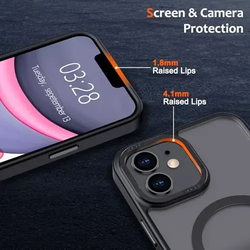 iPhone 11 uchun Anuck g'ilofi, MagSafe bilan mos keladigan magnitli telefon g'ilofi, yumshoq TPU bamperli, qattiq shaffof mat orqa tomonli, ingichka, zarbaga chidamli himoya g'ilofi, erkaklar, ayollar va qizlar uchun - Qora - 3