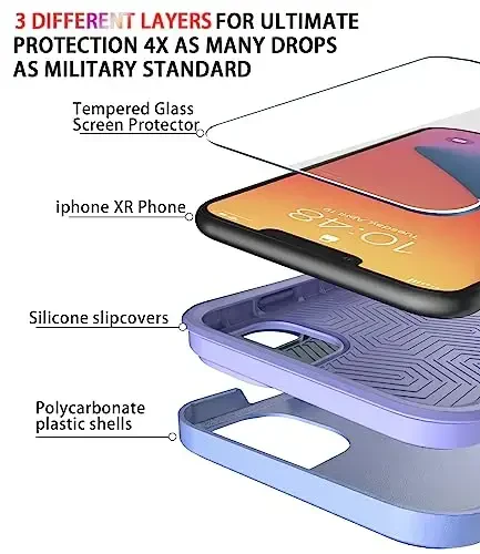 iPhone 11 uchun Diverbox g'ilofi [zarbga chidamli] [tushishga chidamli] [temperlangan shisha ekran himoyachisi], Apple iPhone 11 uchun og'ir himoya telefon g'ilofi (binafsha-2in1) - 4