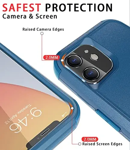 iPhone 11 uchun Diverbox g'ilofi [Zarbga chidamli] [Tushishga chidamli] [Temperlangan shisha ekran himoyachisi], Apple iPhone 11 uchun og'ir yuk himoya telefon g'ilofi (Moviy-3in1) - 3