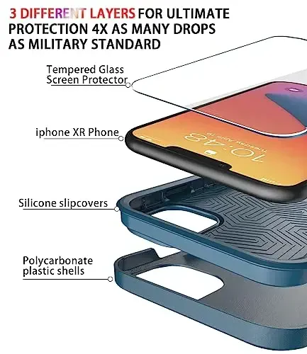 iPhone 11 uchun Diverbox g'ilofi [zarbga chidamli] [tushishga chidamli] [temperlangan shisha ekran himoyachisi], Apple iPhone 11 uchun og'ir yuk himoya telefon qutisi qopqog'i (ko'k-2in1) - 4