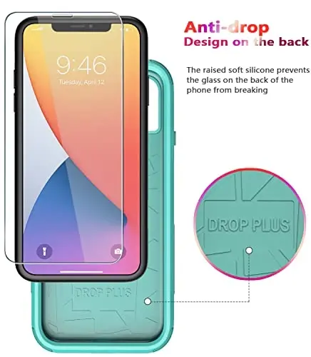 iPhone 11 uchun Diverbox g'ilofi [Zarbga chidamli] [Tushishga chidamli] [Temperli shisha ekran himoyachisi], Apple iPhone 11 uchun og'ir yuk himoya telefon g'ilofi (Teal-3in1) - 4