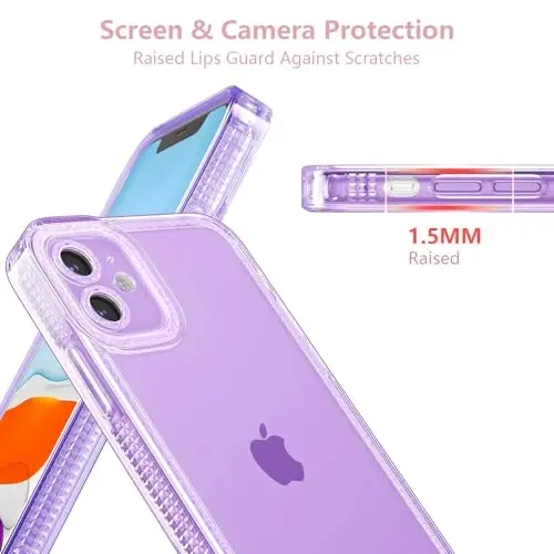 ZTOFERA Designed for iPhone 12 6.1 inch,Cute Clear Case for Women Girls,Sparkly Glitter Bling Flexible Soft TPU Silicone Bumper Protective Cover for iPhone 12,Purple - 2
