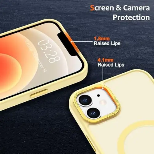 Anuck Case for iPhone 12 Case Magnetic Phone Case Compatible with MagSafe, Soft TPU Bumper Hard Translucent Matte Back Slim Fit Shockproof Protective Cover for Men Women Girls - Yellow - 3