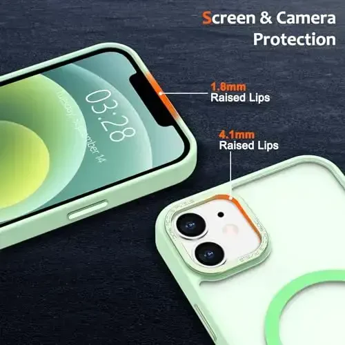 Anuck Case for iPhone 12 Case Magnetic Phone Case Compatible with MagSafe, Soft TPU Bumper Hard Translucent Matte Back Slim Fit Shockproof Protective Cover for Men Women Girls - Green - 3