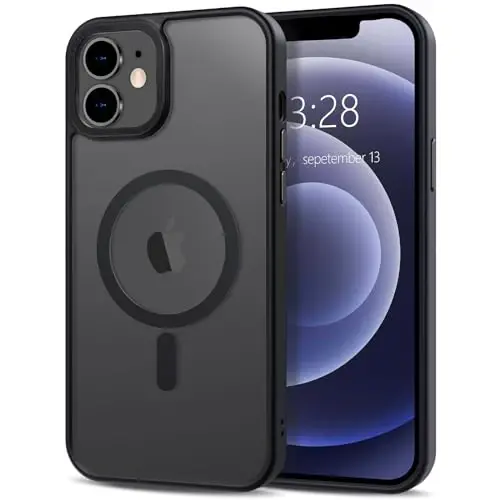 Anuck Case for iPhone 12 Case Magnetic Phone Case Compatible with MagSafe, Soft TPU Bumper Hard Translucent Matte Back Slim Fit Shockproof Protective Cover for Men Women Girls - Black - 1