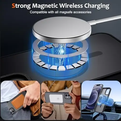 Anuck Case for iPhone 12 Case Magnetic Phone Case Compatible with MagSafe, Soft TPU Bumper Hard Translucent Matte Back Slim Fit Shockproof Protective Cover for Men Women Girls - Black - 2