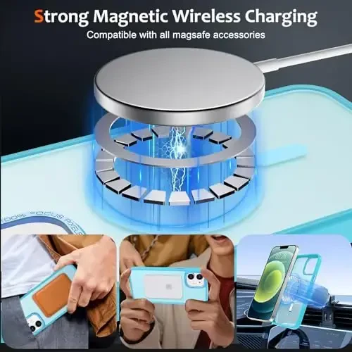 Anuck Case for iPhone 12 Case Magnetic Phone Case Compatible with MagSafe, Soft TPU Bumper Hard Translucent Matte Back Slim Fit Shockproof Protective Cover for Men Women Girls - Lake Blue - ANUCK (1)