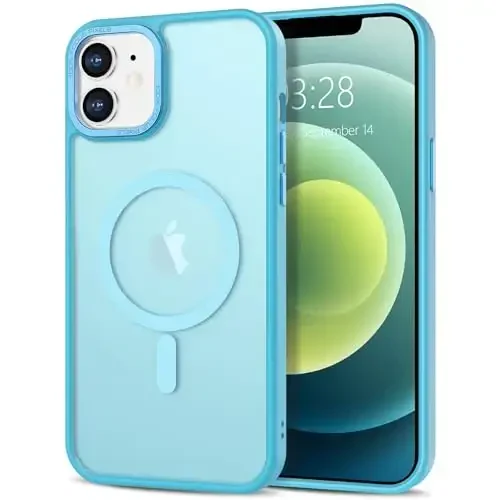 Anuck Case for iPhone 12 Case Magnetic Phone Case Compatible with MagSafe, Soft TPU Bumper Hard Translucent Matte Back Slim Fit Shockproof Protective Cover for Men Women Girls - Lake Blue - 1