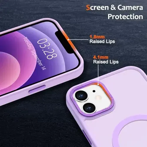 Anuck Case for iPhone 12 Case Magnetic Phone Case Compatible with MagSafe, Soft TPU Bumper Hard Translucent Matte Back Slim Fit Shockproof Protective Cover for Men Women Girls - Light Purple - 3