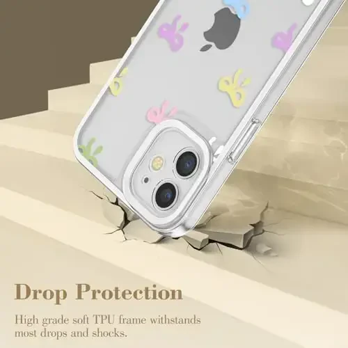 EYZUTAK Case for iPhone 12, Clear Cute Ribbon Bowknot Pattern Aesthetic Transparent Phone Case Raised Camera Protection Stylish Slim Soft Durable TPU Protective Cover for Women Girls - Colorful - 3
