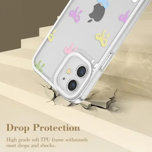 EYZUTAK Case for iPhone 12, Clear Cute Ribbon Bowknot Pattern Aesthetic Transparent Phone Case Raised Camera Protection Stylish Slim Soft Durable TPU Protective Cover for Women Girls - Colorful - 3