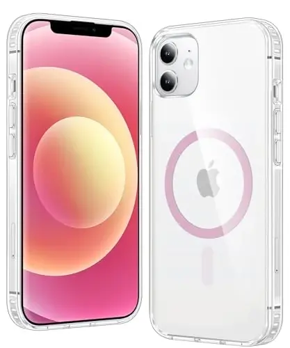 FNTCASE for iPhone 12 Case Clear: iPhone 12 Pro Case Magnetic Phone Cases Compatible with Magsafe Slim Anti Yellowing Military Grade Drop Protection Rugged Protective Transparent Cover (C-A Pink) - 6