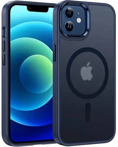 FNTCASE for iPhone 12 Phone Case: for iPhone 12 Pro Magnetic Matte Textured Military Grade Drop Protection Translucent Cell Cover - Slim Durable Shockproof Protective Bumper - 1