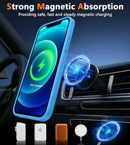 FNTCASE for iPhone 12 Phone Case: for iPhone 12 Pro Magnetic Matte Textured Military Grade Drop Protection Translucent Cell Cover - Slim Durable Shockproof Protective Bumper - 4