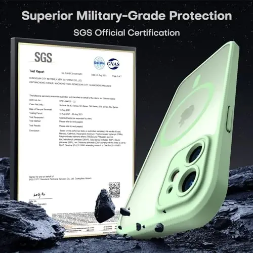 TOCOL 3 in 1 Magnetic for iPhone 12 Case, Upgraded [Full Camera Protection] [Compatible with Magsafe] [15FT Military Grade Protection] Bumper for iPhone 12 6.1, Light Green - 4