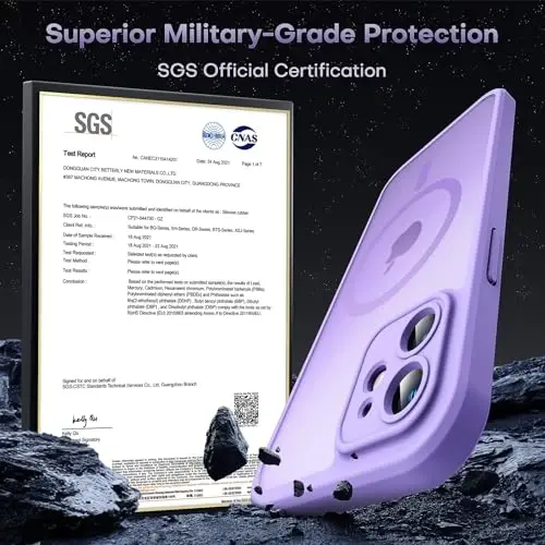 TOCOL for iPhone 12 Case, Compatible with MagSafe, Purple | Built-in Magnets, Full Camera & Military-Grade Protection, Anti-Slip Shockproof Translucent Matte Back Phone Cover - 5