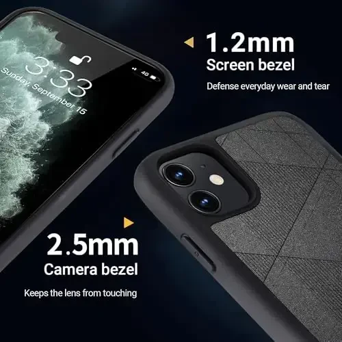 Yriklso for iPhone 12 Phone Case, Shockproof for iPhone 12 Pro Case, Military Grade Drop Protection, Protective Hard Back Slim, Triangle Black - 4