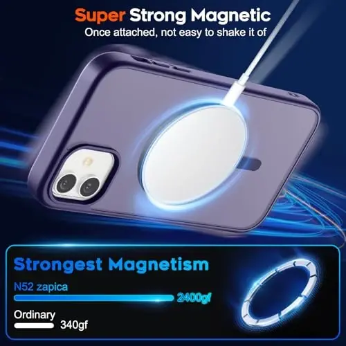 zapica Magnetic for iPhone 12 Case & iPhone 12 Pro Case, Dark Purple | Compatible with MagSafe, Military Grade Drop Protection, Translucent Matte Anti-Scratch Phone Cover - 3