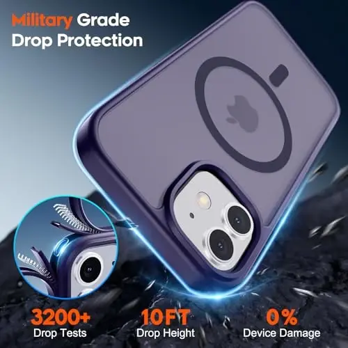 zapica Magnetic for iPhone 12 Case & iPhone 12 Pro Case, Dark Purple | Compatible with MagSafe, Military Grade Drop Protection, Translucent Matte Anti-Scratch Phone Cover - 5