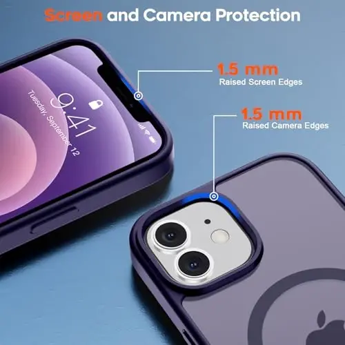 zapica Magnetic for iPhone 12 Case & iPhone 12 Pro Case, Dark Purple | Compatible with MagSafe, Military Grade Drop Protection, Translucent Matte Anti-Scratch Phone Cover - 6