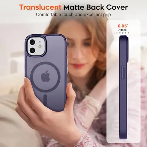 zapica Magnetic for iPhone 12 Case & iPhone 12 Pro Case, Dark Purple | Compatible with MagSafe, Military Grade Drop Protection, Translucent Matte Anti-Scratch Phone Cover - 7