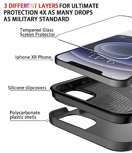 Diverbox for iPhone 12 case [Shockproof] [Dropproof] [Tempered Glass Screen Protector ] Heavy Duty Protection Phone Case Cover for Apple iPhone 12 - 4