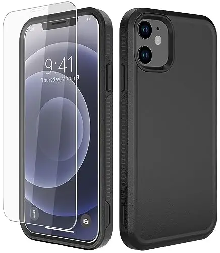 Diverbox for iPhone 12 case [Shockproof] [Dropproof] [Tempered Glass Screen Protector ] Heavy Duty Protection Phone Case Cover for Apple iPhone 12 - 1
