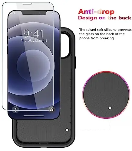 Diverbox for iPhone 12 case [Shockproof] [Dropproof] [Tempered Glass Screen Protector ] Heavy Duty Protection Phone Case Cover for Apple iPhone 12 - 6
