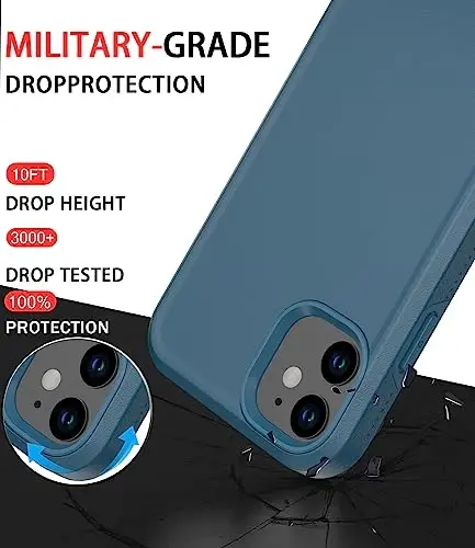 Diverbox for iPhone 12 case [Shockproof] [Dropproof] [Tempered Glass Screen Protector],Heavy Duty Protection Phone Case Cover for Apple iPhone 12 (Blue-2in1) - 2