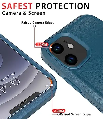 Diverbox for iPhone 12 case [Shockproof] [Dropproof] [Tempered Glass Screen Protector],Heavy Duty Protection Phone Case Cover for Apple iPhone 12 (Blue-2in1) - 3