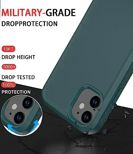 Diverbox for iPhone 12 case [Shockproof] [Dropproof] [Tempered Glass Screen Protector ],Heavy Duty Protection Phone Case Cover for Apple iPhone 12 (DarkGreen-2in1) - DIVERBOX (1)