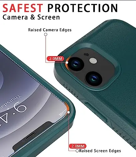 Diverbox for iPhone 12 case [Shockproof] [Dropproof] [Tempered Glass Screen Protector ],Heavy Duty Protection Phone Case Cover for Apple iPhone 12 (DarkGreen-2in1) - 3