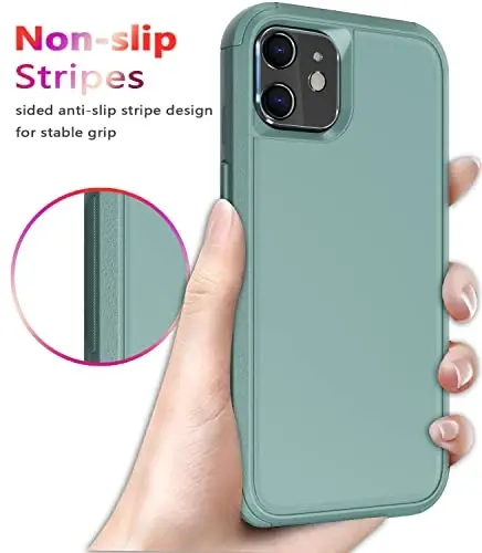 Diverbox for iPhone 12 case [Shockproof] [Dropproof] [Tempered Glass Screen Protector + Camera Lens Protector],Heavy Duty Protection Phone Case Cover for Apple iPhone 12 (Pine Green) - 6