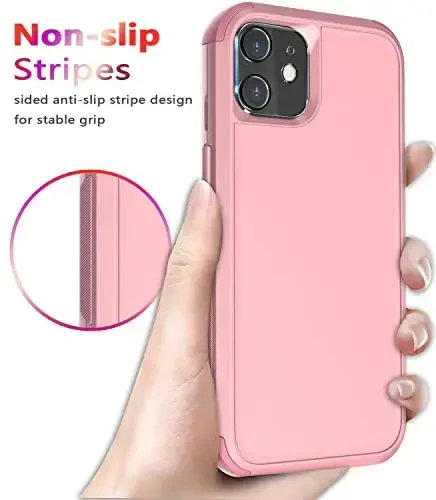 Diverbox for iPhone 12 case [Shockproof] [Dropproof] [Tempered Glass Screen Protector + Camera Lens Protector],Heavy Duty Protection Phone Case Cover for Apple iPhone 12 (Pink) - 6