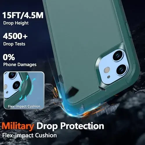 Diverbox for iPhone 12 case,iPhone 12 Magnetic case [with Screen Protector Camera Lens Protector ] 2 Pack [15 FT Military Grade Drop Protection] Heavy Duty Shockproof Phone Case (Dark Green) - 3
