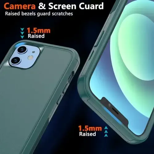 Diverbox for iPhone 12 case,iPhone 12 Magnetic case [with Screen Protector Camera Lens Protector ] 2 Pack [15 FT Military Grade Drop Protection] Heavy Duty Shockproof Phone Case (Dark Green) - 4