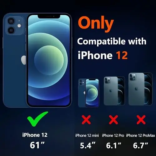 Diverbox for iPhone 12 case, iPhone 12 Magnetic case [with Screen Protector and Camera Lens Protector ] 2 Pack [15 FT Military Grade Drop Protection] Heavy Duty Shockproof Phone Case (Black) - 2