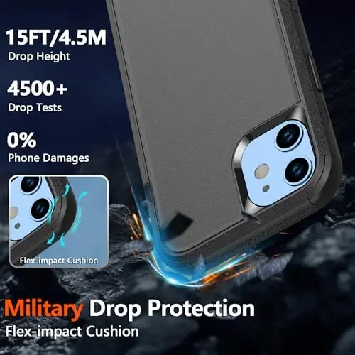 Diverbox for iPhone 12 case, iPhone 12 Magnetic case [with Screen Protector and Camera Lens Protector ] 2 Pack [15 FT Military Grade Drop Protection] Heavy Duty Shockproof Phone Case (Black) - 3