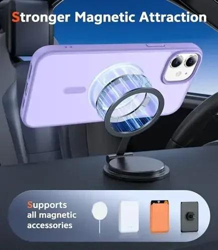 FNTCASE for iPhone 12 Case Matte: iPhone 12 Pro Case Magnetic Phone Cases Compatible with Magsafe Slim Anti Yellowing Military Grade Drop Rugged Protective Translucent Cell Phone Cover (C-Purple) - 4