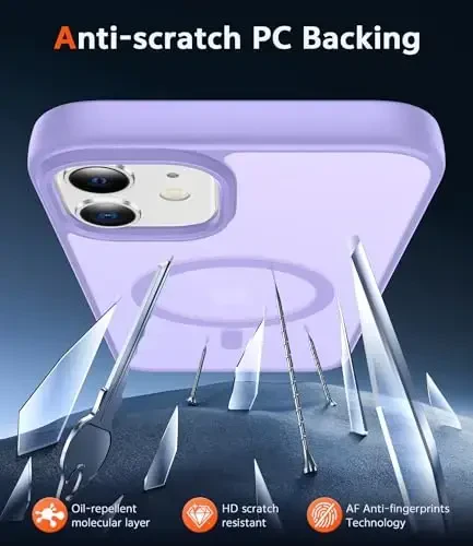FNTCASE for iPhone 12 Case Matte: iPhone 12 Pro Case Magnetic Phone Cases Compatible with Magsafe Slim Anti Yellowing Military Grade Drop Rugged Protective Translucent Cell Phone Cover (C-Purple) - 5