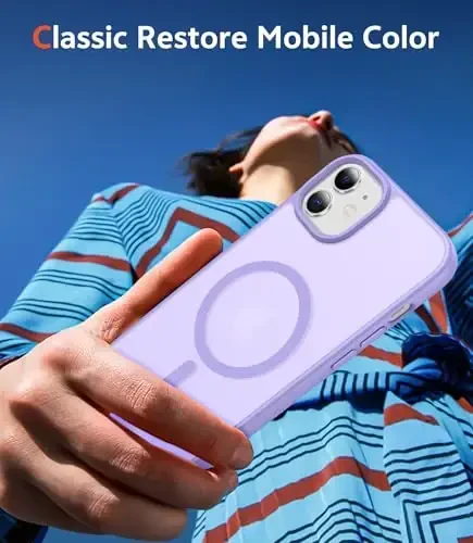 FNTCASE for iPhone 12 Case Matte: iPhone 12 Pro Case Magnetic Phone Cases Compatible with Magsafe Slim Anti Yellowing Military Grade Drop Rugged Protective Translucent Cell Phone Cover (C-Purple) - 7