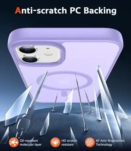 FNTCASE for iPhone 12 Case Matte: iPhone 12 Pro Case Magnetic Phone Cases Compatible with Magsafe Slim Anti Yellowing Military Grade Drop Rugged Protective Translucent Cell Phone Cover (C-Purple) - 5