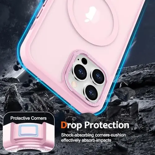 iPhone 12 Kılıfı Manyetik Telefon Kılıfı MagSafe ile Uyumlu, Yumuşak TPU Tampon Sert Yarı Saydam Mat Arka Yüzey İnce Kesim Darbeye Dayanıklı Koruyucu Kapak Erkekler Kadınlar Kızlar için - Yumuşak Pembe - 4