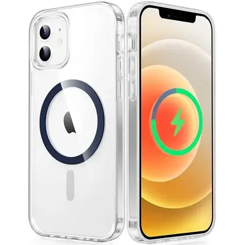 FNTCASE for iPhone 12 Case Clear: iPhone 12 Pro Case Magnetic Phone Cases Compatible with Magsafe Slim Anti Yellowing Rugged Protective Transparent Cell Phone Cover (D-Sapphire Blue) - FNTCASE