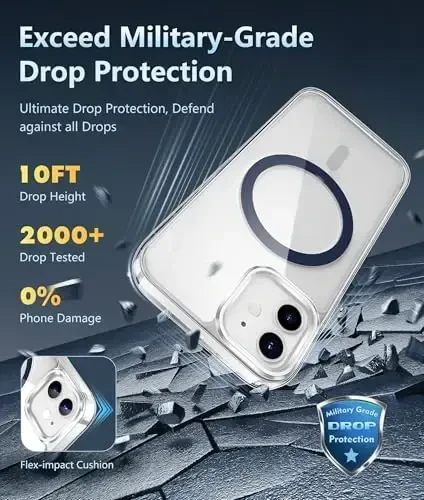 FNTCASE for iPhone 12 Case Clear: iPhone 12 Pro Case Magnetic Phone Cases Compatible with Magsafe Slim Anti Yellowing Rugged Protective Transparent Cell Phone Cover (D-Sapphire Blue) - 4