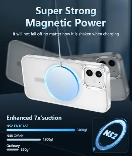 FNTCASE for iPhone 12 Case Clear: iPhone 12 Pro Case Magnetic Phone Cases Compatible with Magsafe Slim Anti Yellowing Rugged Protective Transparent Cell Phone Cover (D-Sapphire Blue) - 2